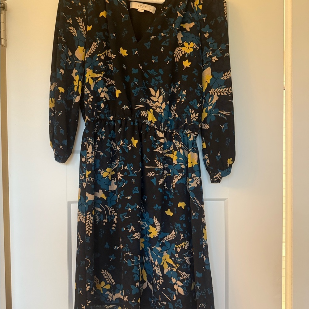 LOFT Gold Embellished Long Sleeve Sundress